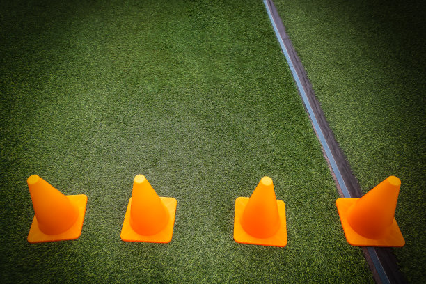 橙色球果在绿色人造草上，图案背景图片下载