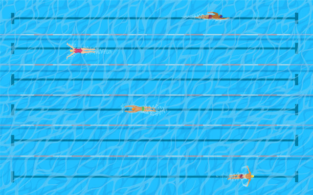游泳池与游泳泳道俯视图水上运动图片下载