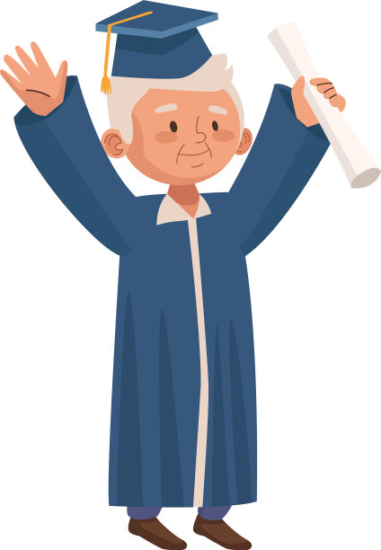 有毕业制服性格的老人图片下载