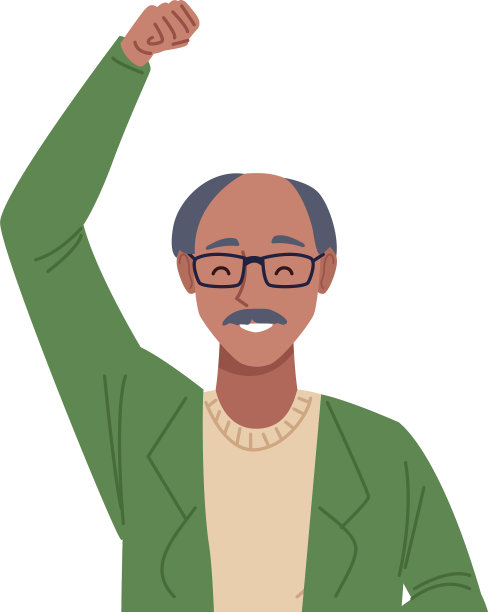 快乐的黑人老人庆祝性格图片下载