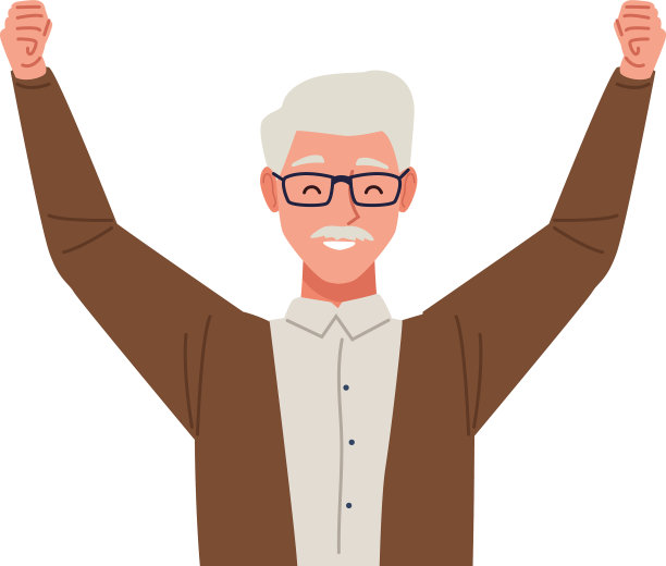 快乐的老人庆祝性格图片下载