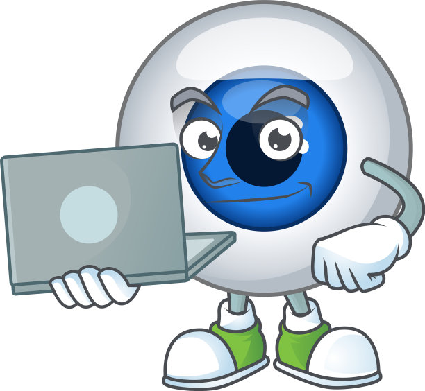 勤奋的人眼球吉祥物在家工作图片下载