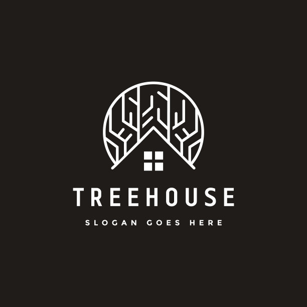 抽象树屋标志图标模板图片下载