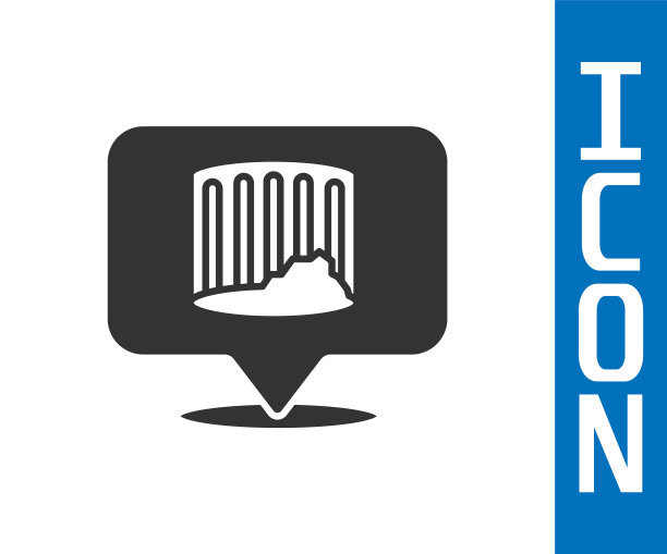 灰色古柱图标孤立在白色背景。向量图片下载