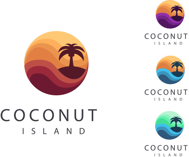 设置抽象的旅游标志与椰子树图片下载