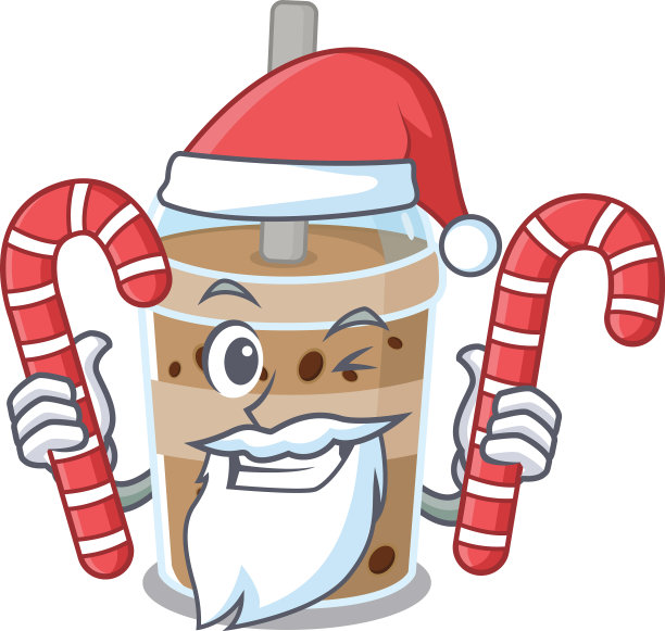圣诞老人卡通中的友好巧克力奶茶图片下载