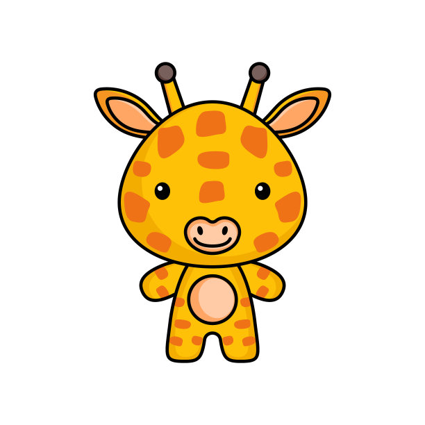 可爱的卡通长颈鹿标志模板上的白色图片下载