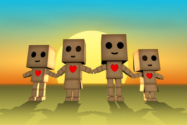 家族人物手牵手站在一起，代表着爱、团结、力量和合一图片下载