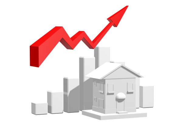 红色箭头放在白色统计栏上。前面有一座红屋顶的房子图片下载