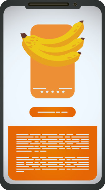 智能手机设备模型与香蕉健康食品图片下载