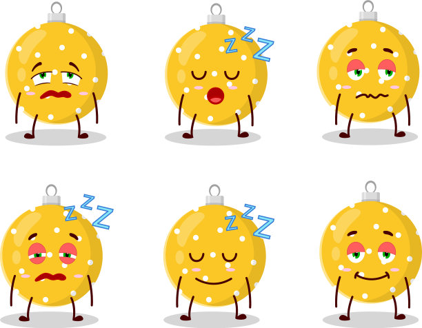 卡通人物圣诞球黄色配图片下载