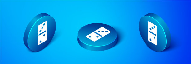 等距多米诺图标隔离在蓝色背景图片下载