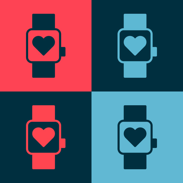 波普艺术智能手表显示心跳率图标图片下载