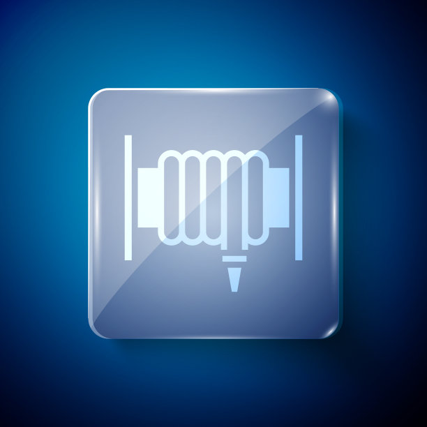 白色消防水带卷轴图标隔离在蓝色图片下载