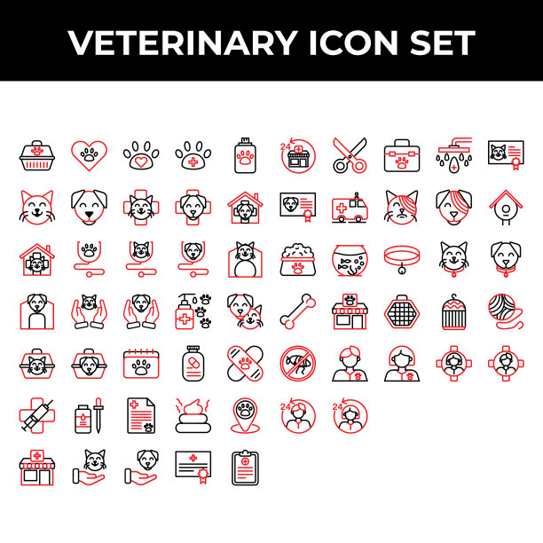 兽医图标集包括载体爱爪子图片下载