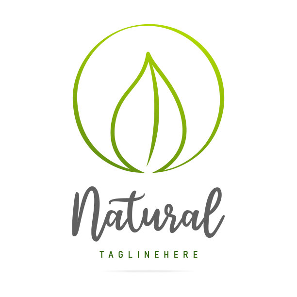 抽象绿叶标志图标向量设计图形手绘线条生态生物标志。模板景观设计，园林标志，环境企业标识。有机植物,自然、素食、生态图片下载