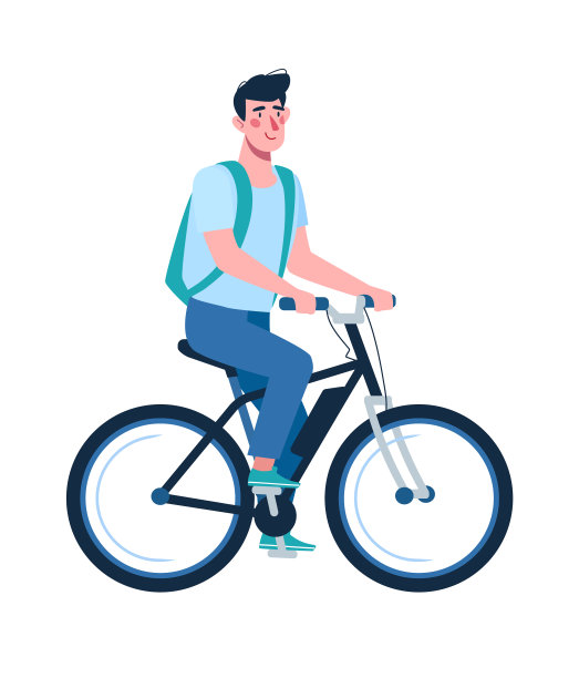 环保交通方式：骑自行车的男人矢量素材图片下载