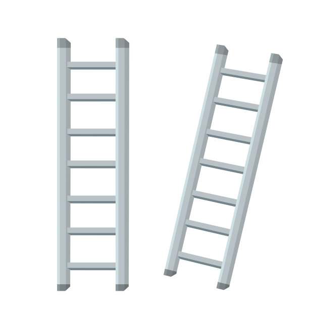 钢灰色楼梯。到顶层去。笔直和倾斜的物体。卡通平面插图图片下载