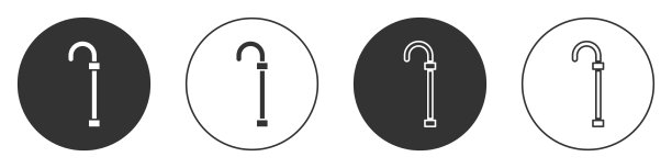 黑色拐杖拐杖图标孤立在白色图片下载