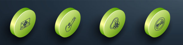 设置等距线基因工程修改，转基因苹果，肉类和无转基因图标。向量图片下载