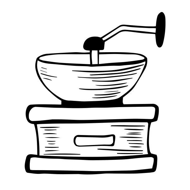 古董咖啡研磨机。手工咖啡机涂鸦艺术。咖啡店。手工咖啡研磨机。图片下载