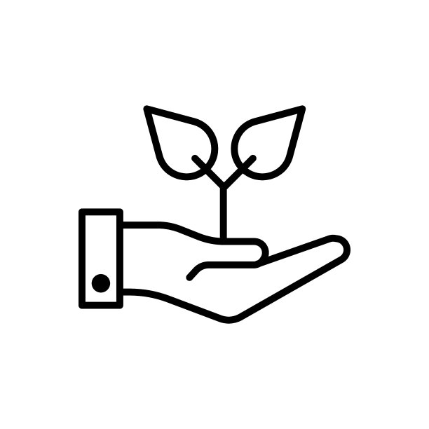 生长或芽在手细线黑色图标。生物燃料植物替代能源绿叶，生态。平面风格孤立的符号，用于:插图，标志，应用程序，设计，网页，网站，ui，用户体验。向量EPS 10图片下载