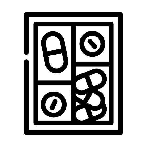 药盒容器线图标矢量插图黑色图片下载
