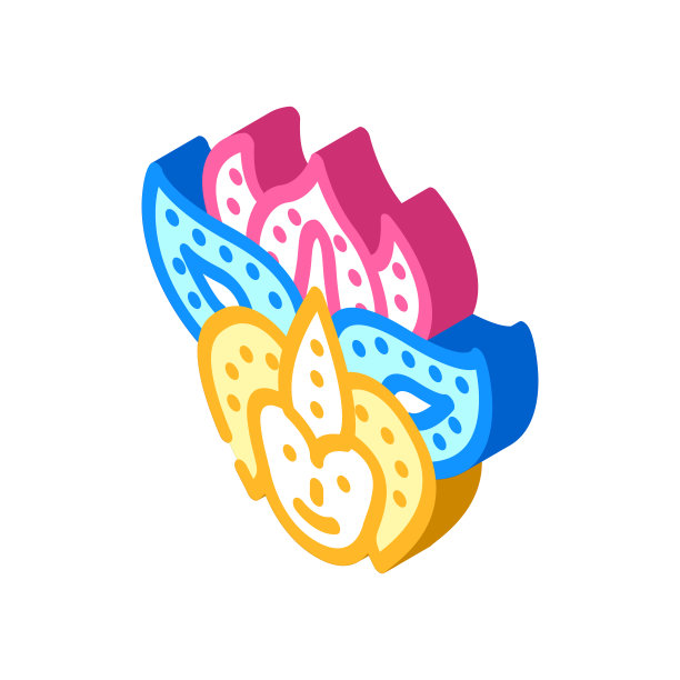 节日面具等距图标矢量插图颜色图片下载