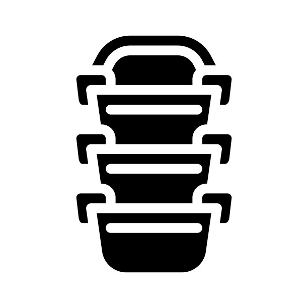 多层午餐盒字形图标向量插图黑色图片下载