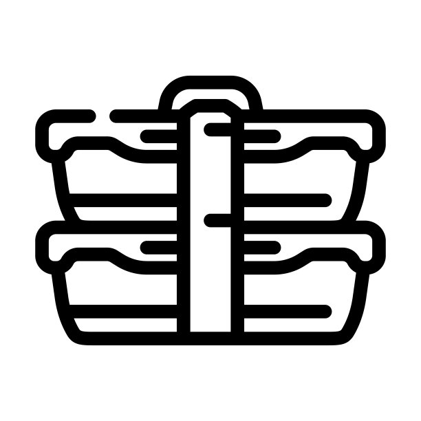 双午餐盒线图标向量插图黑色图片下载