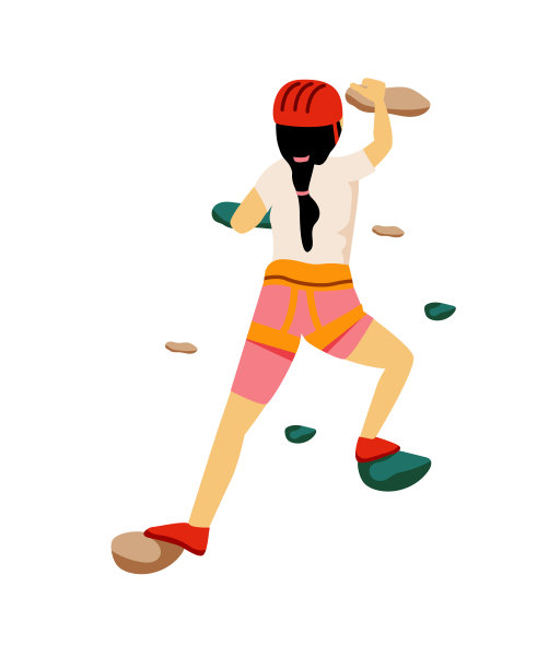 女童人在攀岩墙孤立图片下载