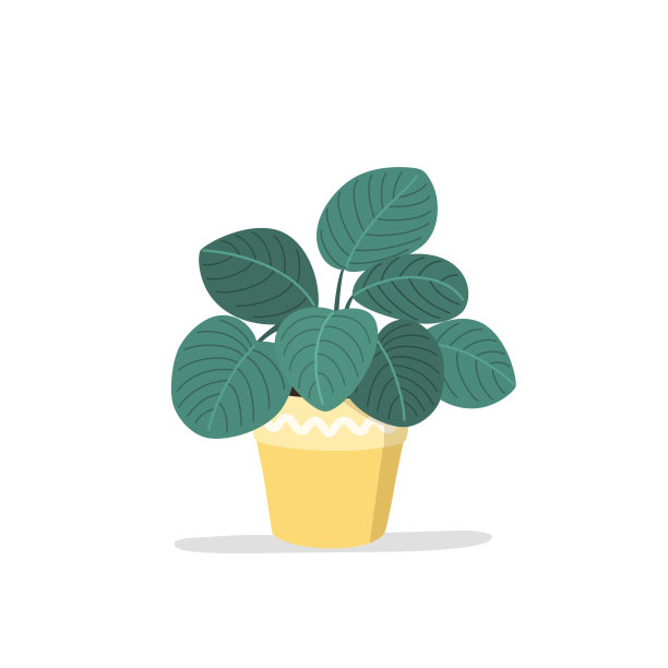 盆栽隔离室内植物。矢量平面样式插图图片下载