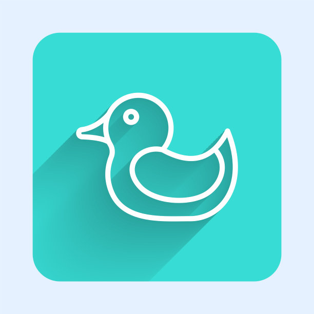 橡皮鸭图标白线与长隔离图片下载
