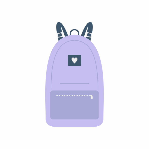 矢量彩色学校背包。适合小学生、学生、游客的可爱时尚背包。回到学校背包平面矢量插图孤立的白色背景。图片下载