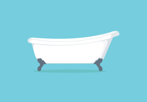 白色浴缸插图设计在平面风格。图片下载
