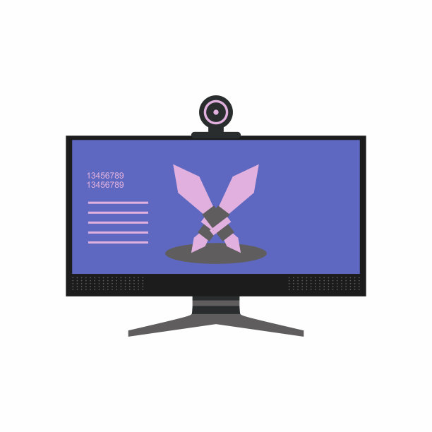 平面现代设计矢量插画概念电脑显示器游戏。带摄像头的电脑桌面游戏设备。电子竞技设备孤立在白色背景卡通风格。图片下载