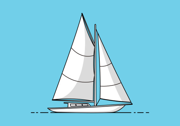 帆船矢量图标与平坦的设计风格图片下载
