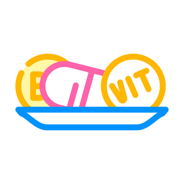 维生素饮食颜色图标向量插图颜色图片下载