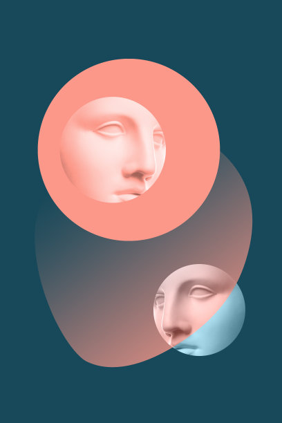 用石膏拼贴的仿古人脸雕塑，具有波普艺术风格。现代创意概念形象与古代雕塑头像。电子杂志的文化。当代艺术海报。时髦的极简主义。复古设计。图片下载