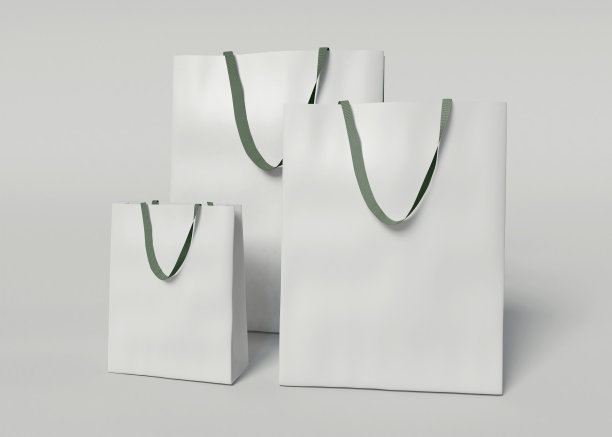 3 d演示。三个白色购物袋。图片下载