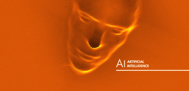 三维人脸从虚点模式挤压。技术和机器人概念。匿名社会掩蔽。网络犯罪与安全矢量图解。图片下载