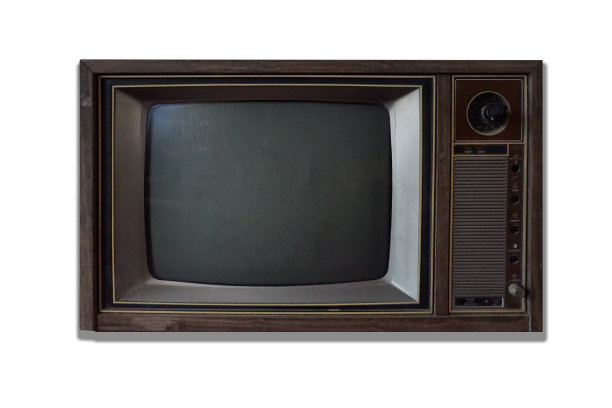 经典复古复古风格的老式电视与剪切屏幕，。孤立背景的老电视。图片下载