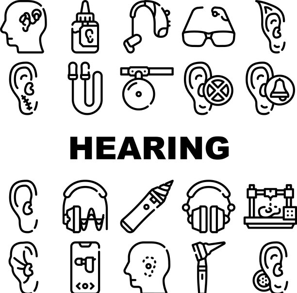 听力设备收集图标集图片下载