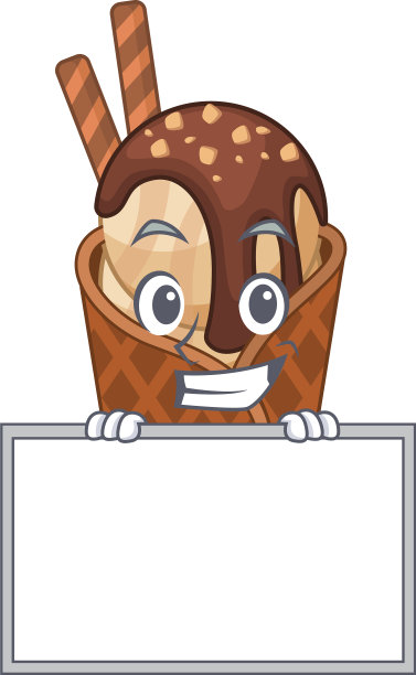 笑脸咖啡冰淇淋卡通人物风格图片下载