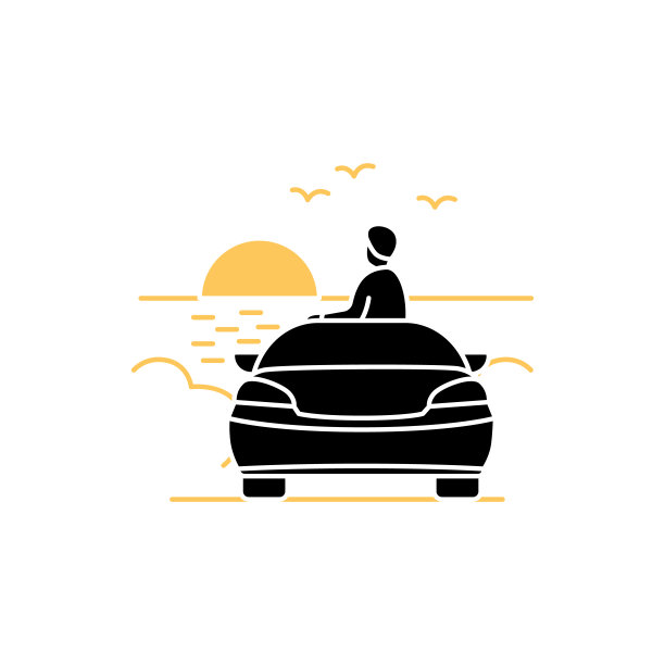 驾驶在海滩字形图标图片下载