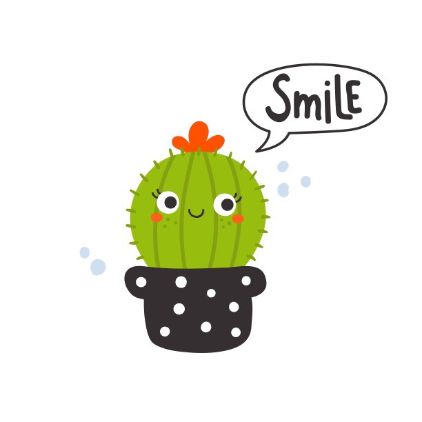 可爱的矢量仙人掌插图的孩子与文字图片下载