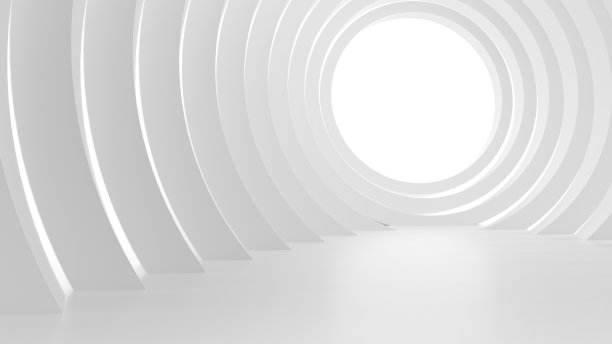 抽象的白色隧道，混乱的建筑构造图片下载