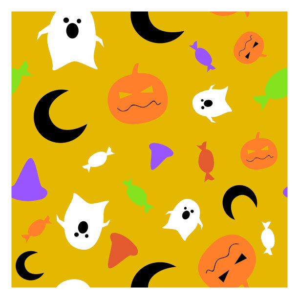 五彩万圣节无缝图案图片下载