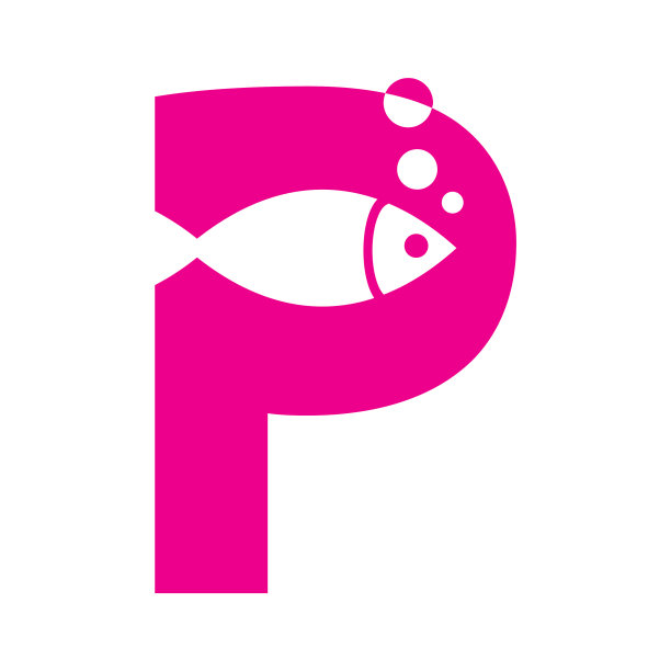 创意现代设计字母P与鱼图片下载