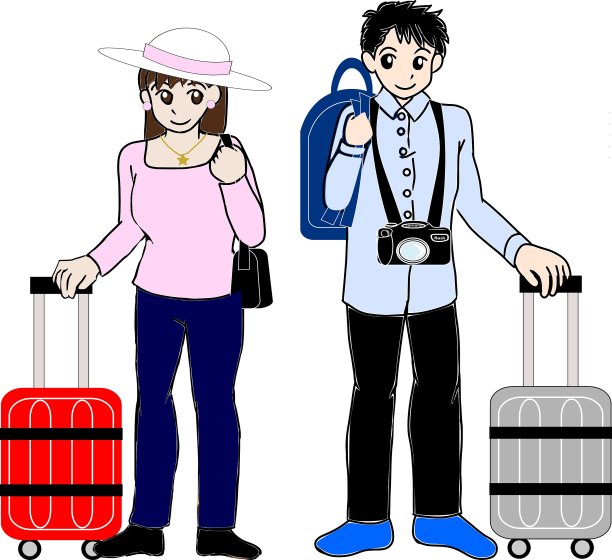 带着旅行袋的男男女女图片下载